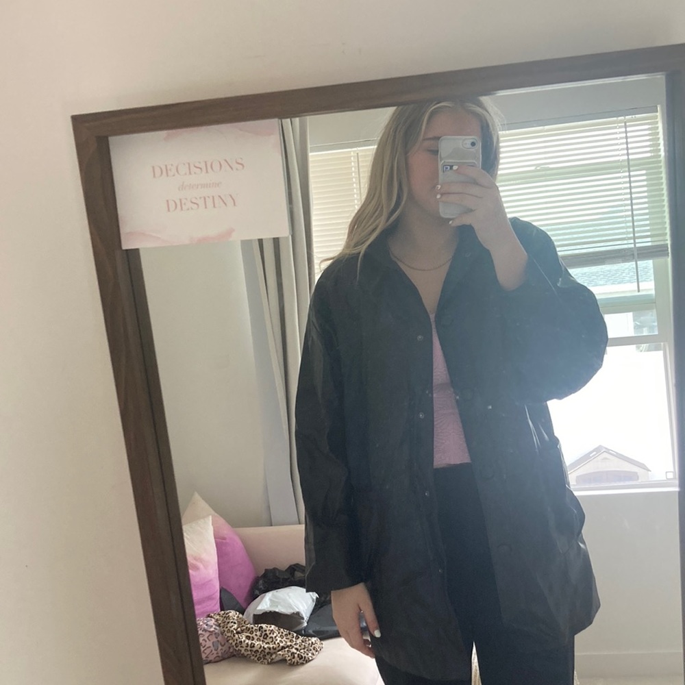 Leather trench coat